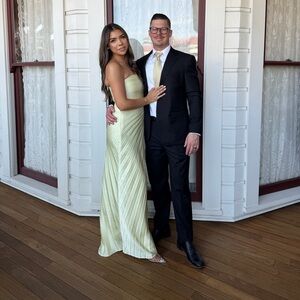 A.L.C. Strapless Cream Pleated Midi Dress